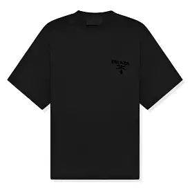 Prada Black Cotton Tee with Chest Logo