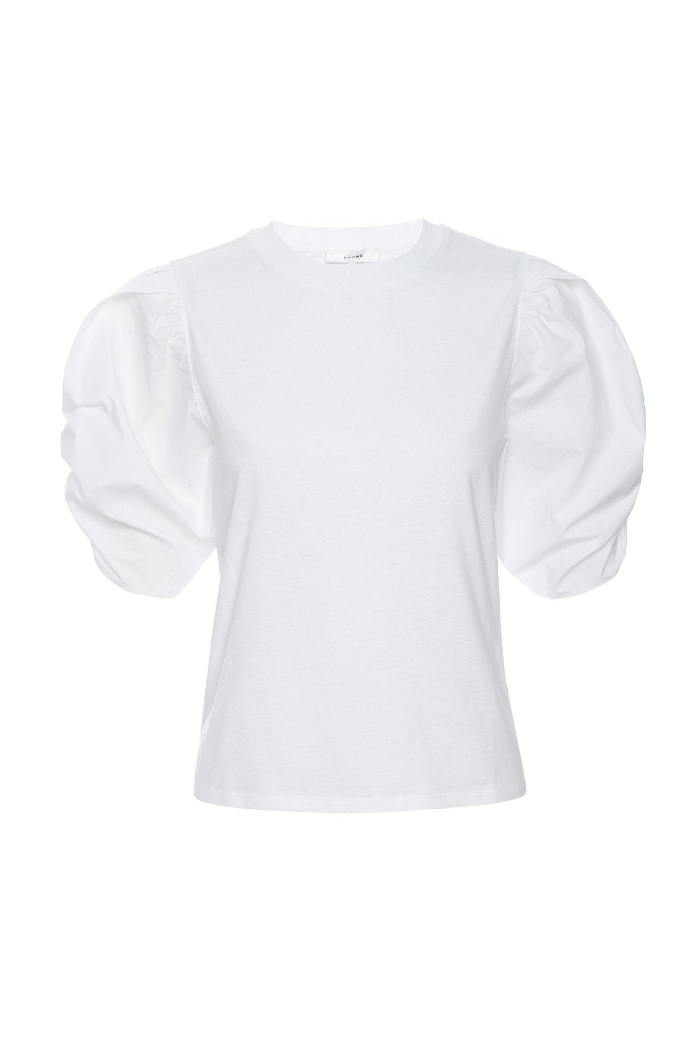 Puffed Sleeve Pleated T-shirt.