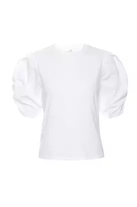 Puffed Sleeve Pleated T-shirt.