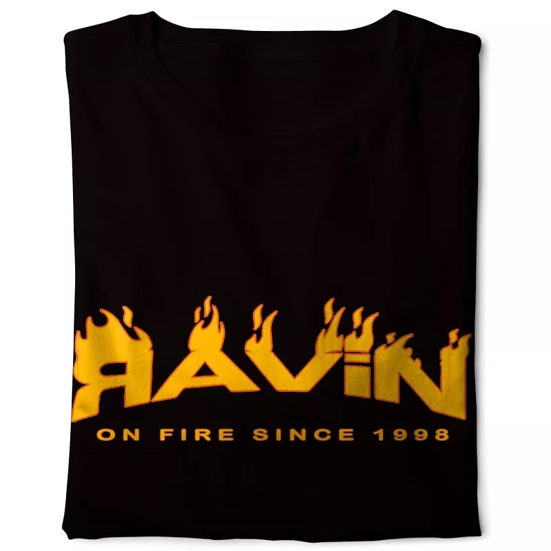 Ravin on Fire - Basic Black T-shirt with Digital Graphics