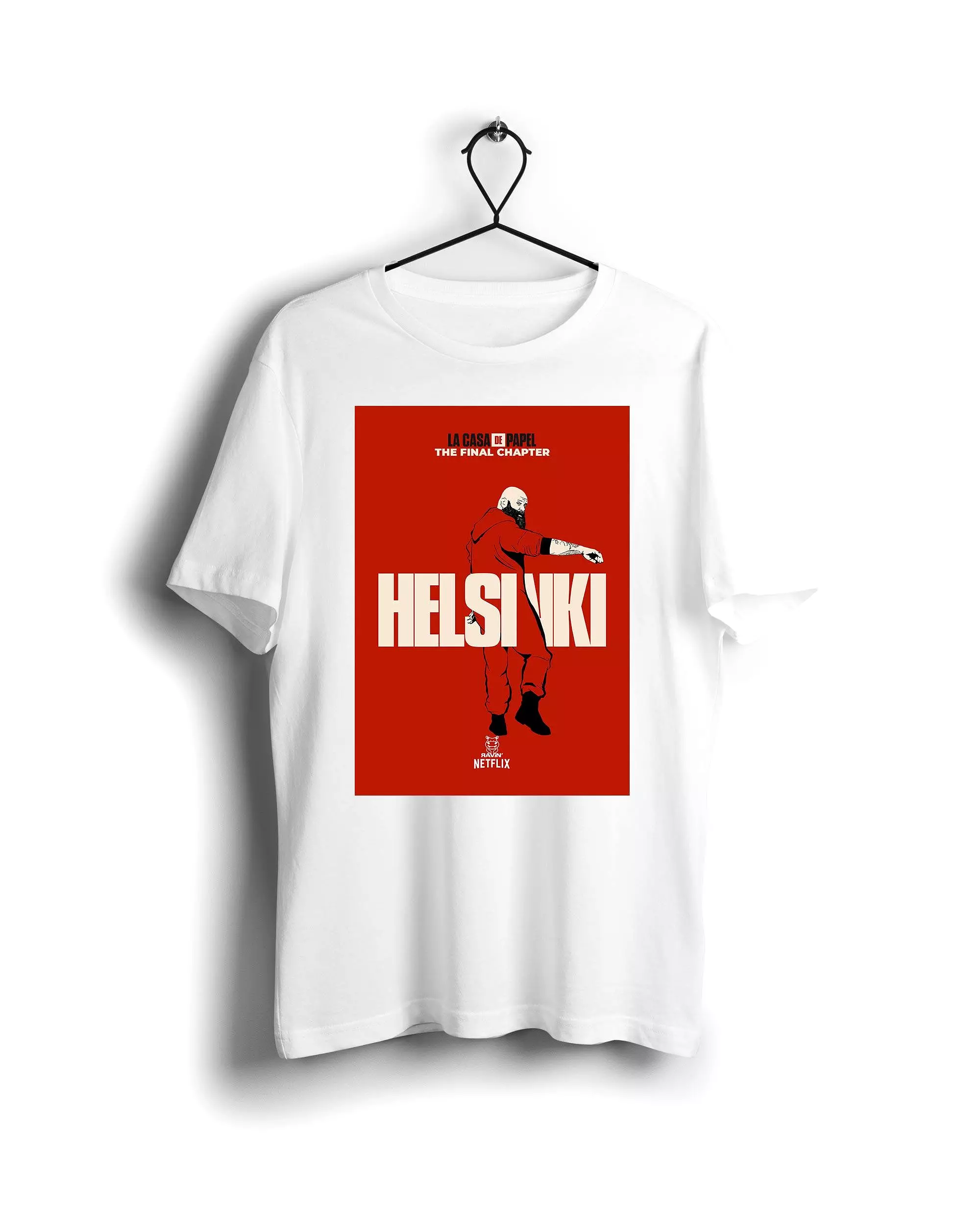 Red Helsinki La Casa De Papel X Ravin X Hippo - Digital Graphics Basic White T-shirt