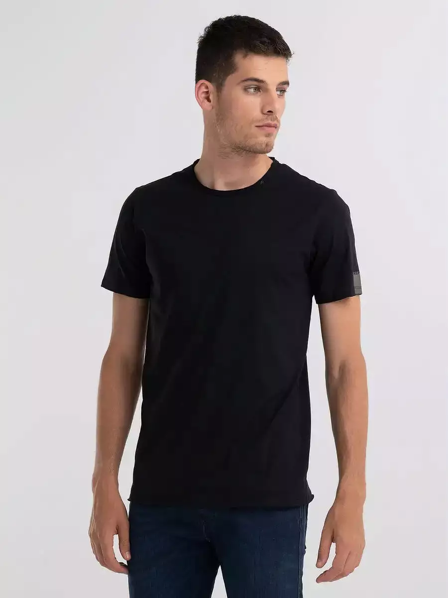 Replay PE24 T-Shirt - Black Men's Jersey with Raw Edge