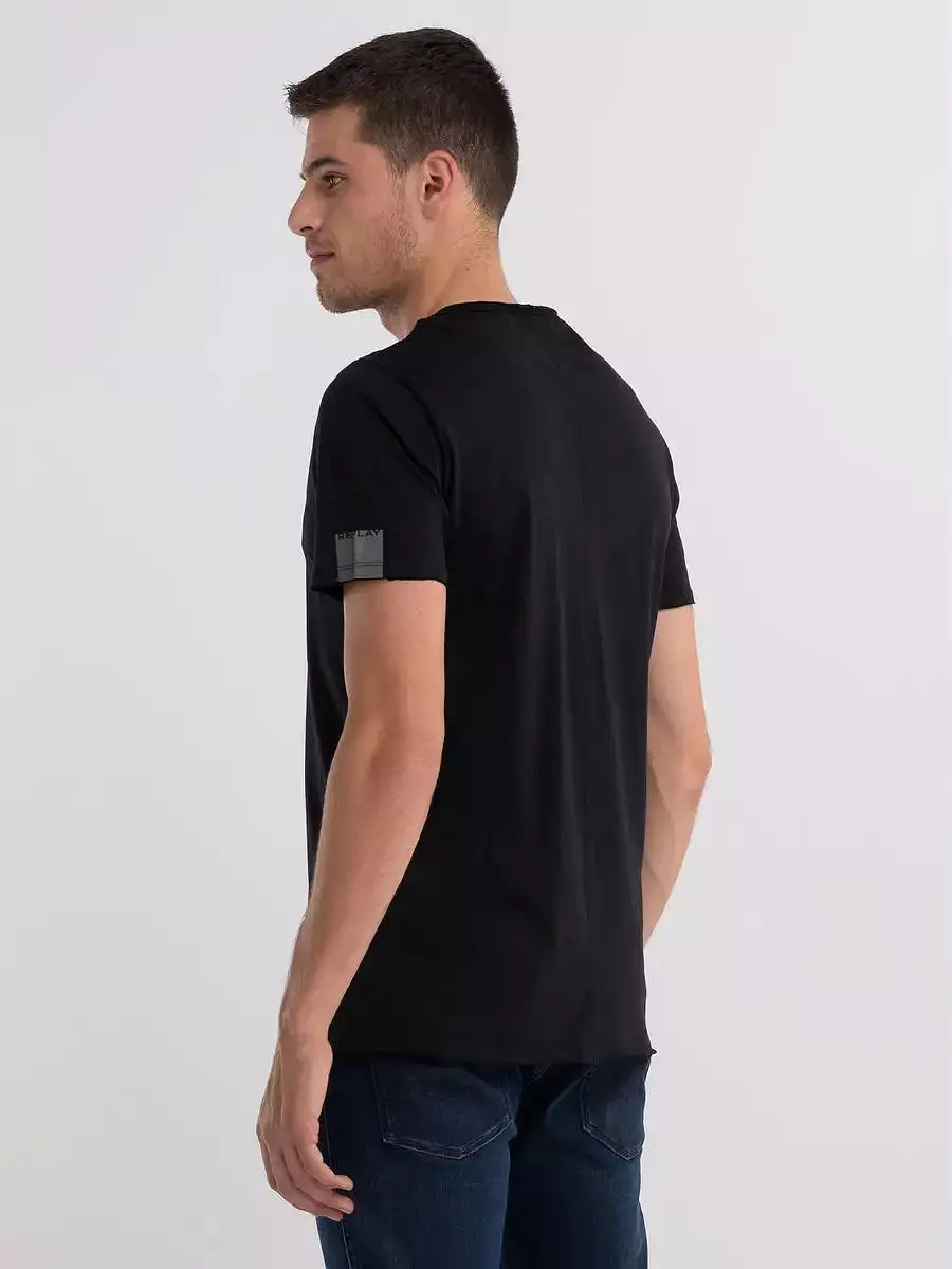 Replay PE24 T-Shirt - Black Men's Jersey with Raw Edge