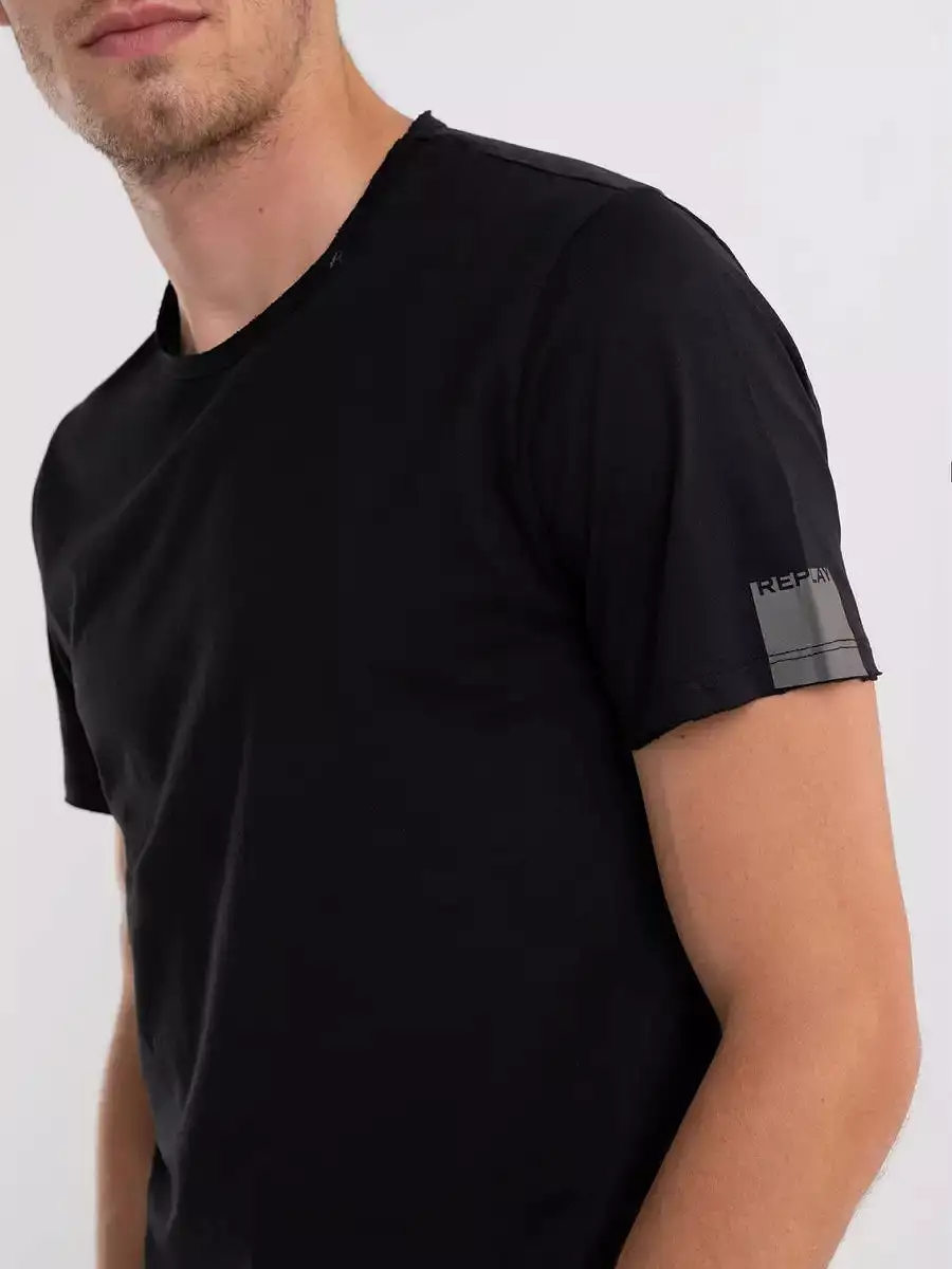 Replay PE24 T-Shirt - Black Men's Jersey with Raw Edge