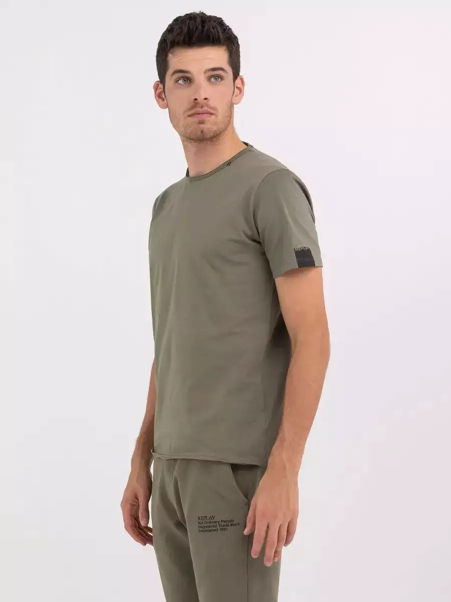 Replay PE24 T-Shirt - Jersey with Raw Cut Light Military Man