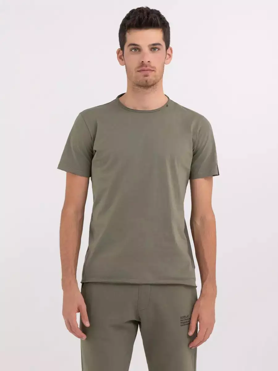 Replay PE24 T-Shirt - Jersey with Raw Cut Light Military Man