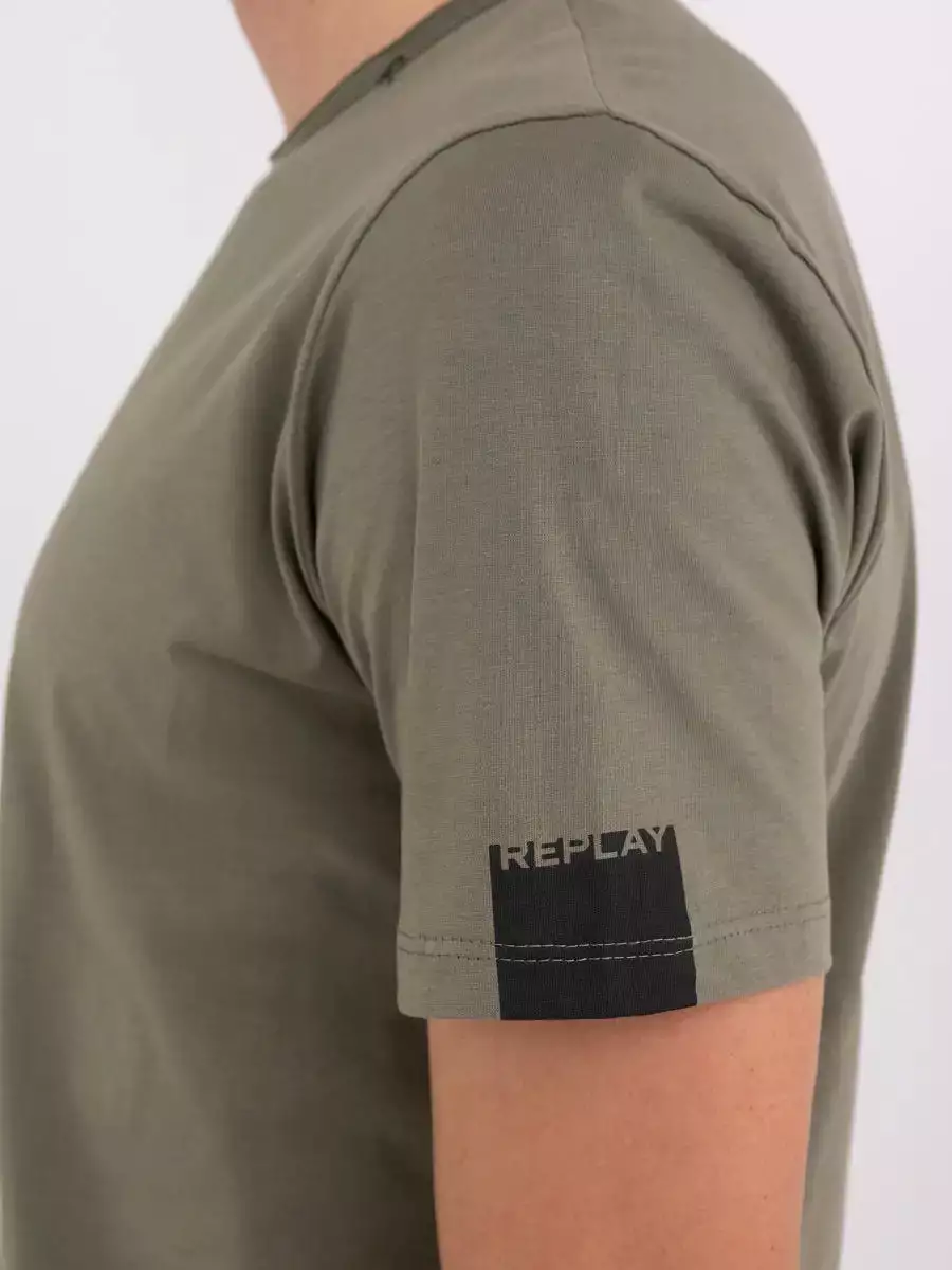 Replay PE24 T-Shirt - Jersey with Raw Cut Light Military Man