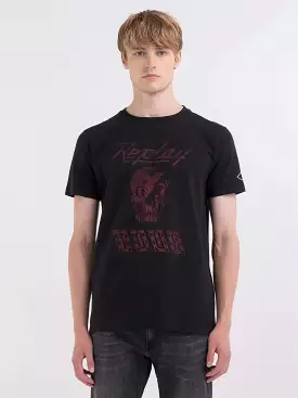 Replay PE24 T-Shirt Men's Black Skull Print Jersey