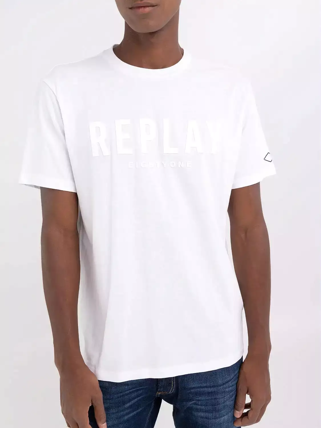 Replay PE24 T-Shirt - White Man's Jersey Print T-Shirt