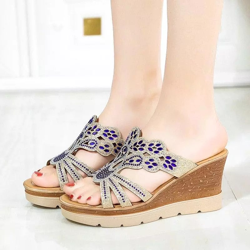 Rhinestone Wedge Sandals