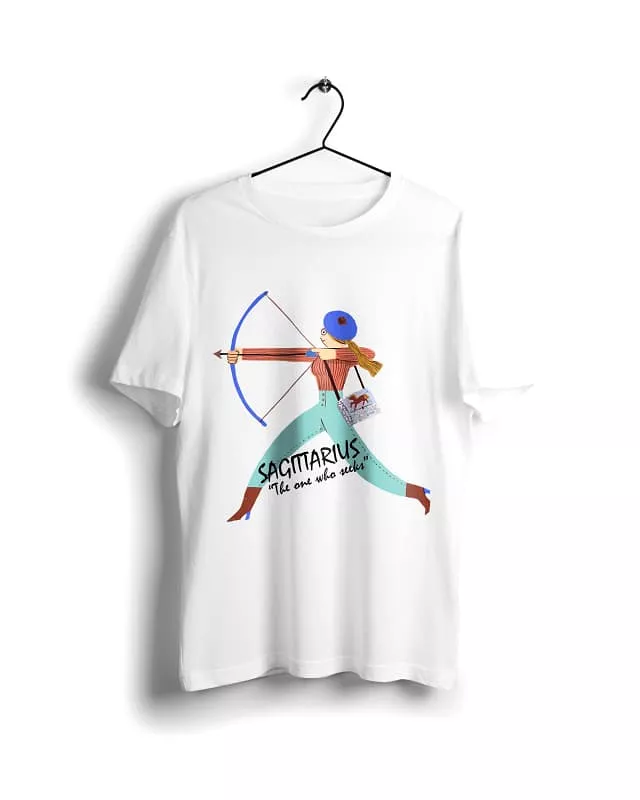 Sagittarius Horoscope Graphic T-Shirt - White, Basic, Digital Design