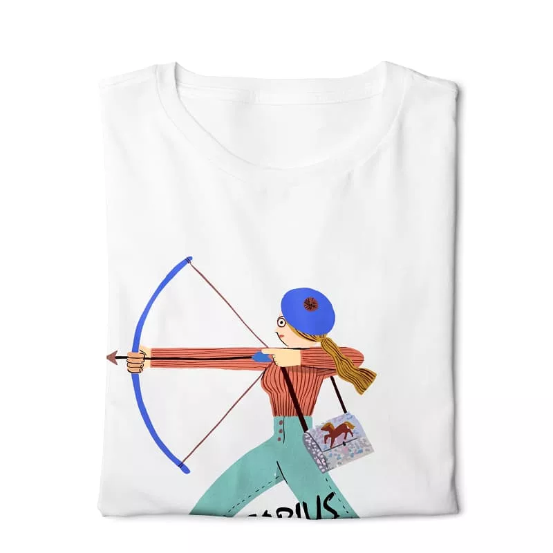 Sagittarius Horoscope Graphic T-Shirt - White, Basic, Digital Design