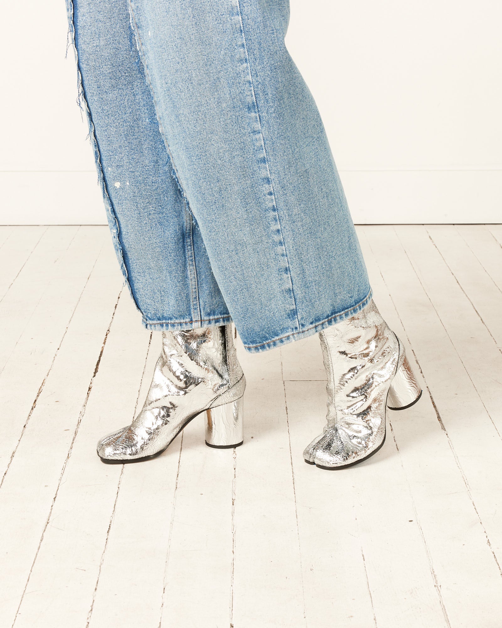 Silver Tabi Ankle Boots