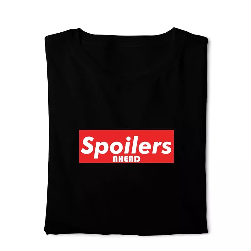 Spoilers Ahead T-shirt | Digital Graphics Basic | Black