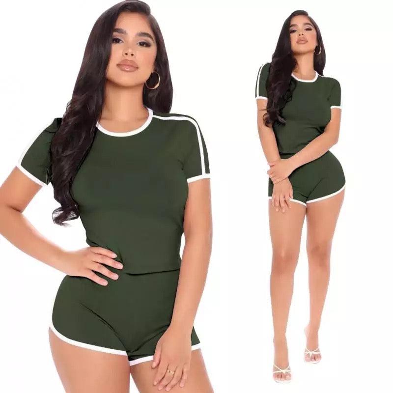 Sports Short Sleeve T-Shirt and Shorts 2-Piece Set