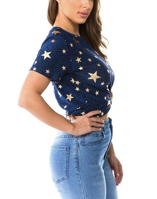 Star print scoop neck t-shirt