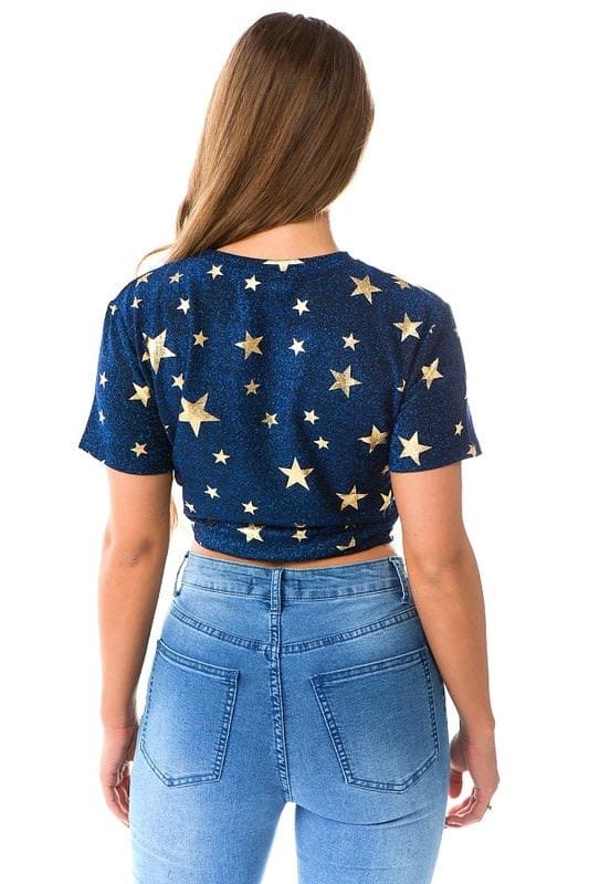 Star print scoop neck t-shirt