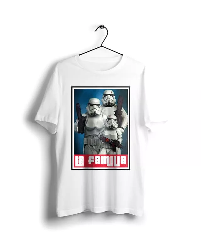 Star Wars Family - White Basic T-shirt with Digital Graphics