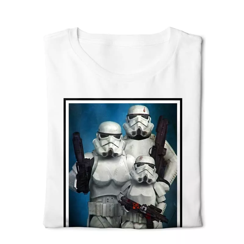 Star Wars Family - White Basic T-shirt with Digital Graphics