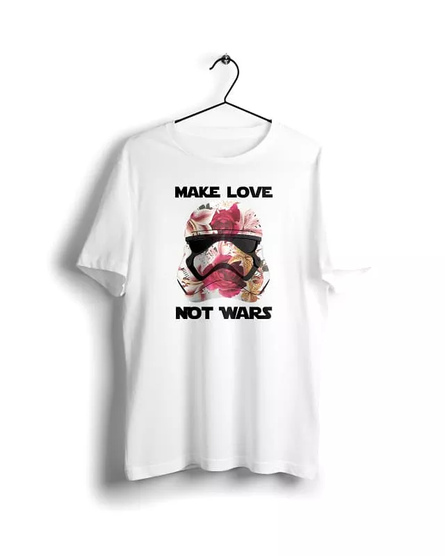 Star Wars T-shirt - Digital Graphics Basic White - Make Love not Wars.