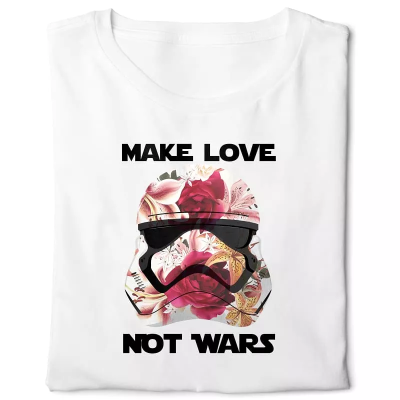 Star Wars T-shirt - Digital Graphics Basic White - Make Love not Wars.