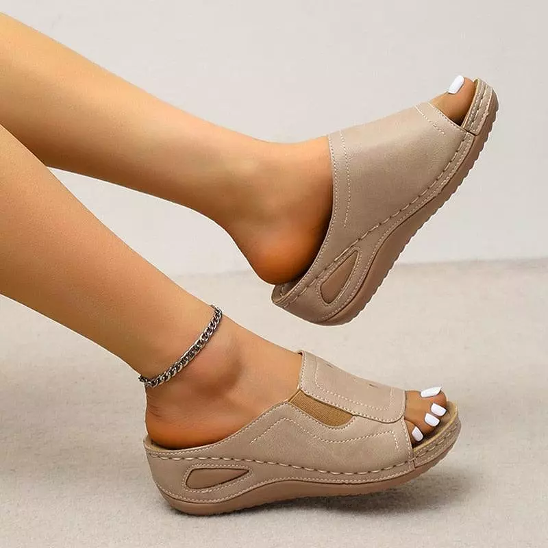 Stretch wedge sandals shoes