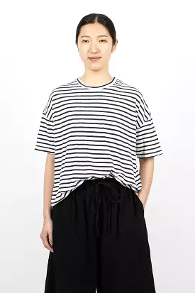 Stripe Knit Shirt White Navy