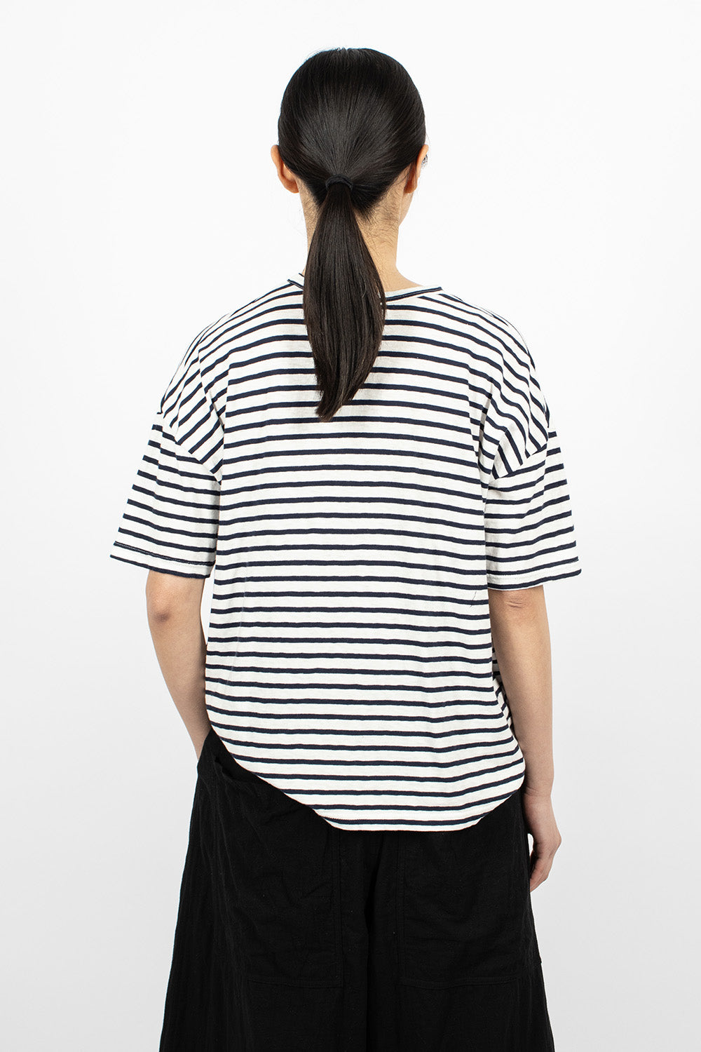 Stripe Knit Shirt White Navy