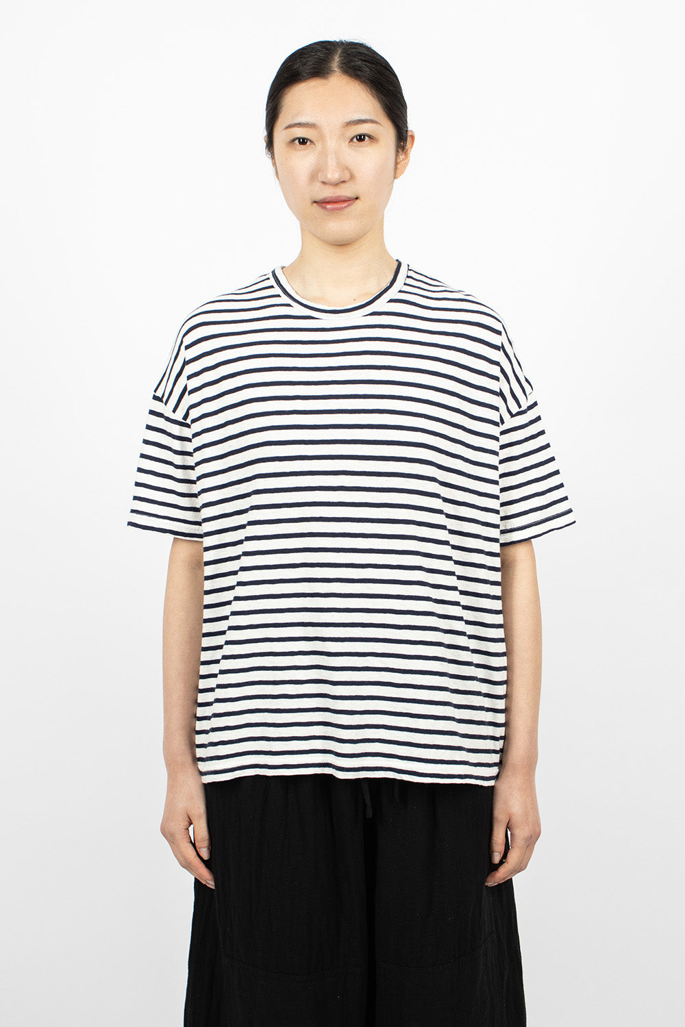 Stripe Knit Shirt White Navy