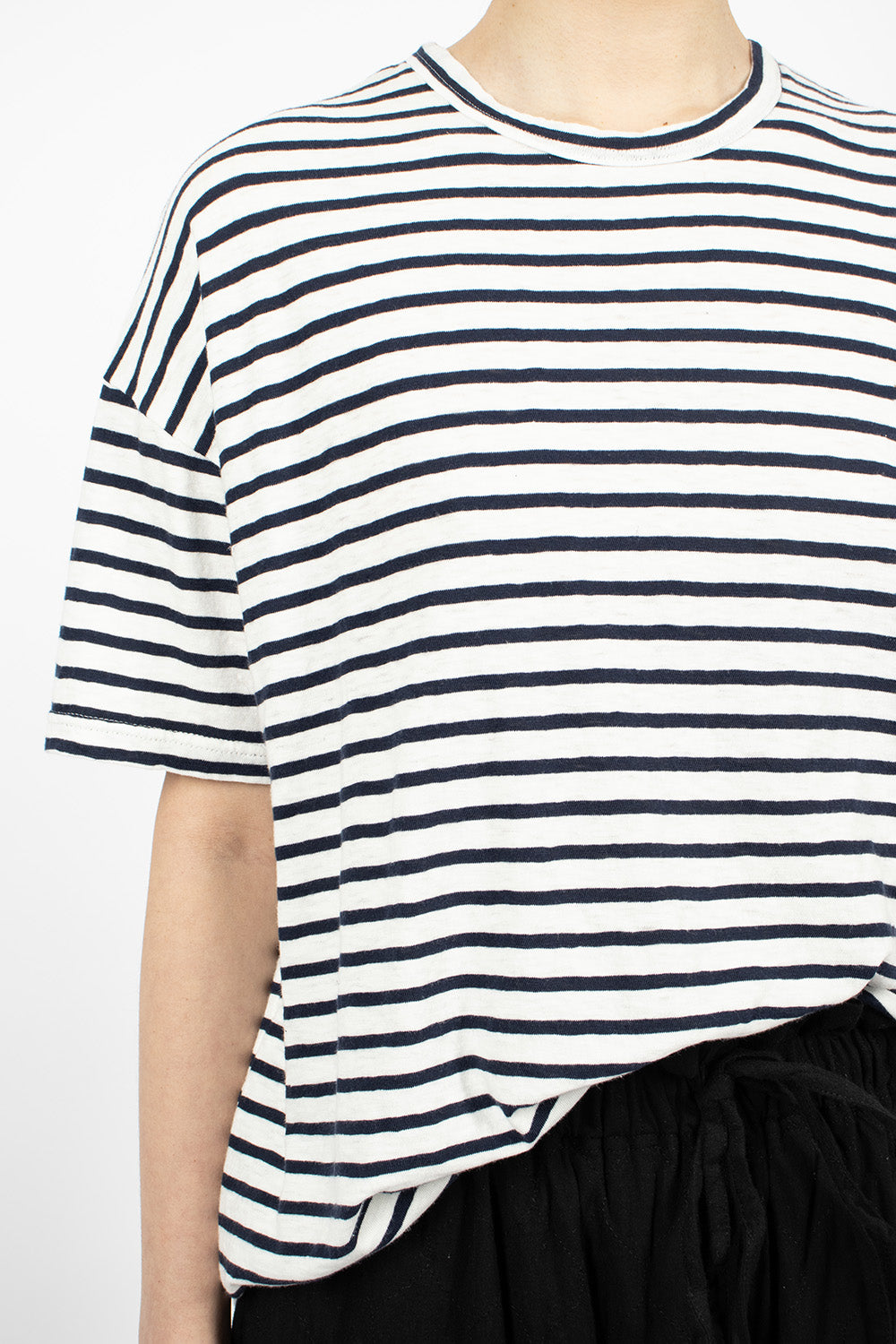 Stripe Knit Shirt White Navy