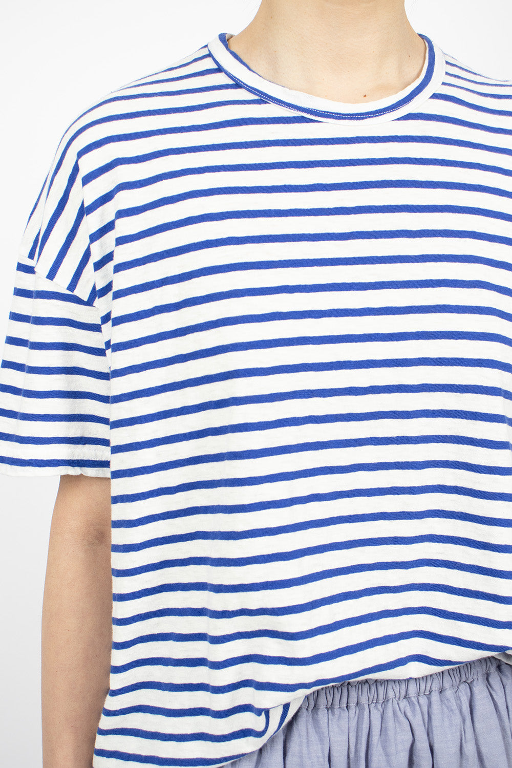 Stripe T-Shirt White/Royal - Knit, Buy Online