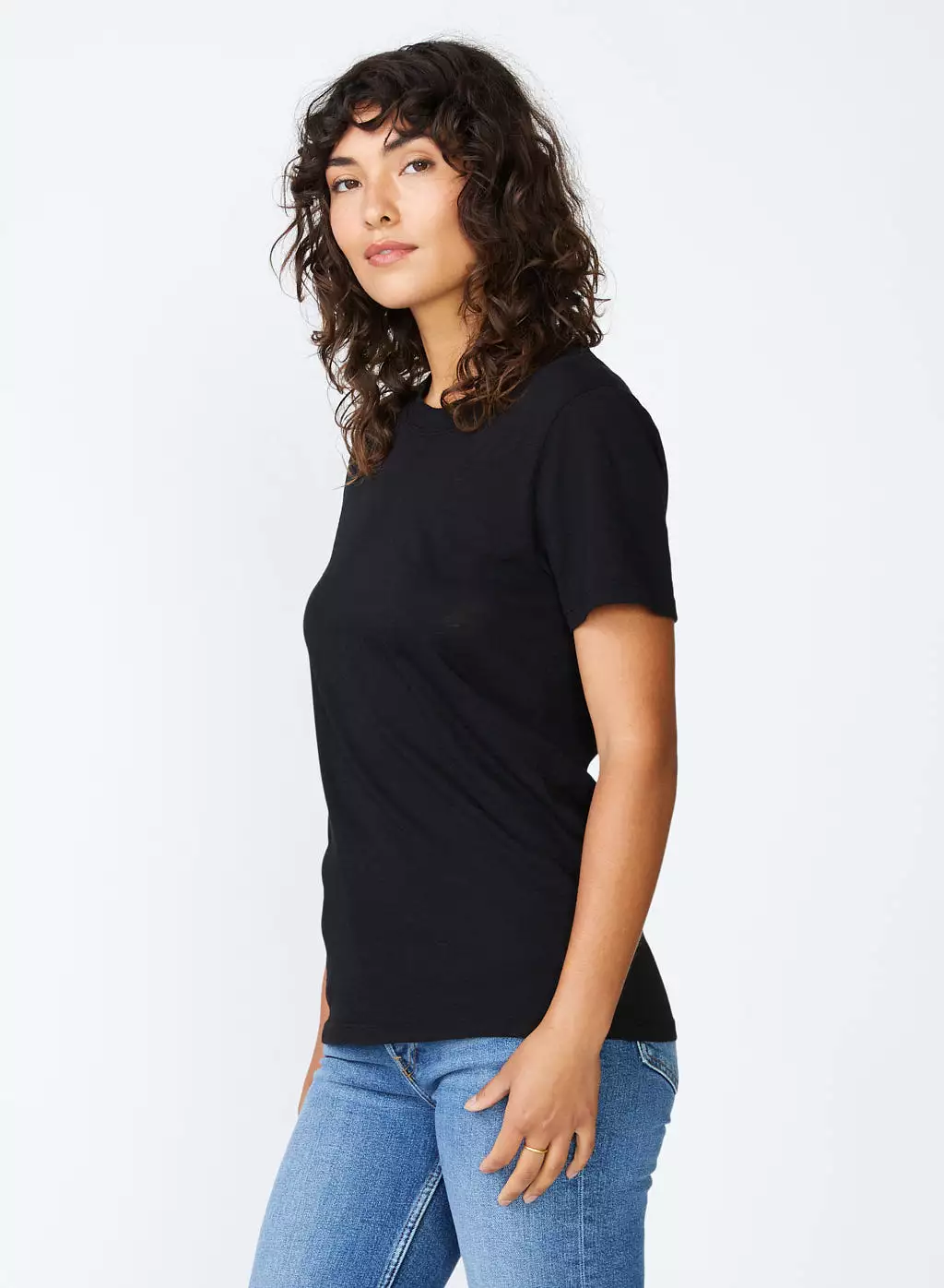 Supima Black Slub Jersey Short Sleeve T-Shirt