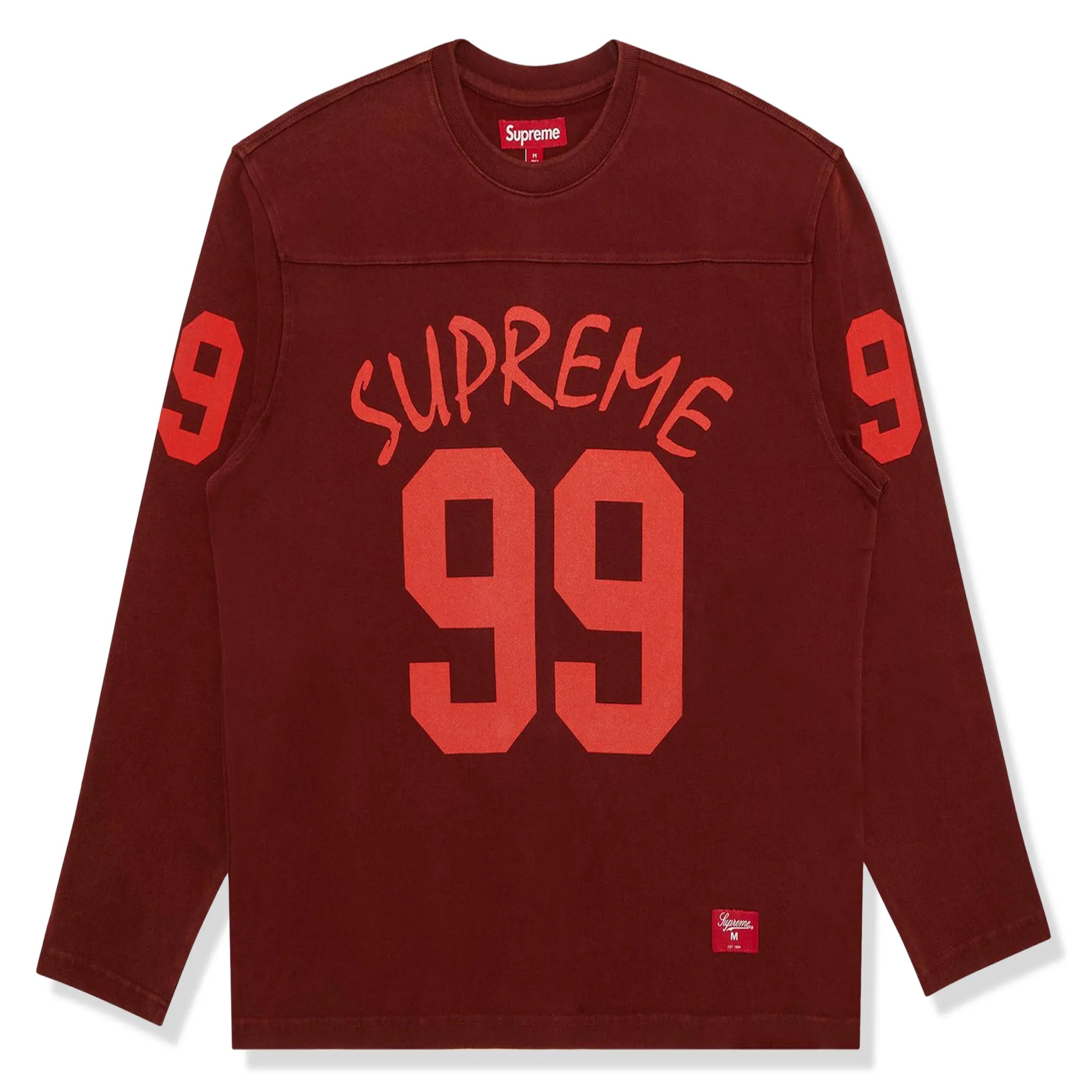 Supreme 99 Long Sleeve Maroon Football T-Shirt