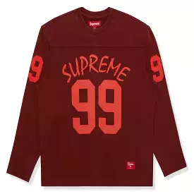 Supreme 99 Long Sleeve Maroon Football T-Shirt