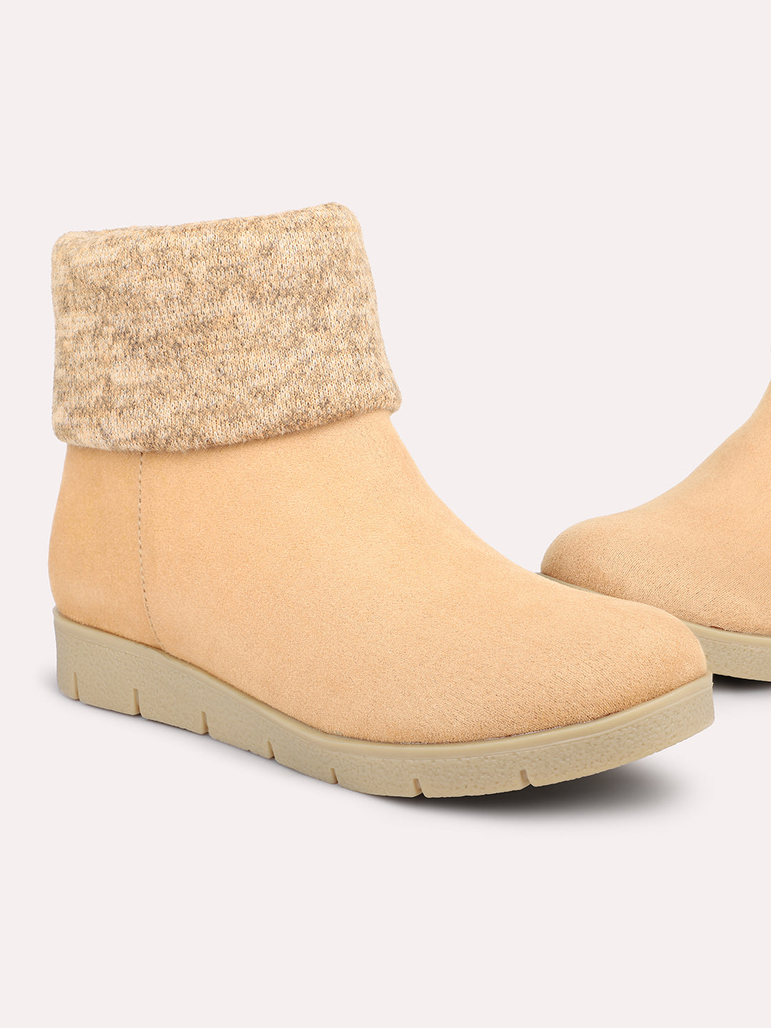 Tan Flat Boots for Women