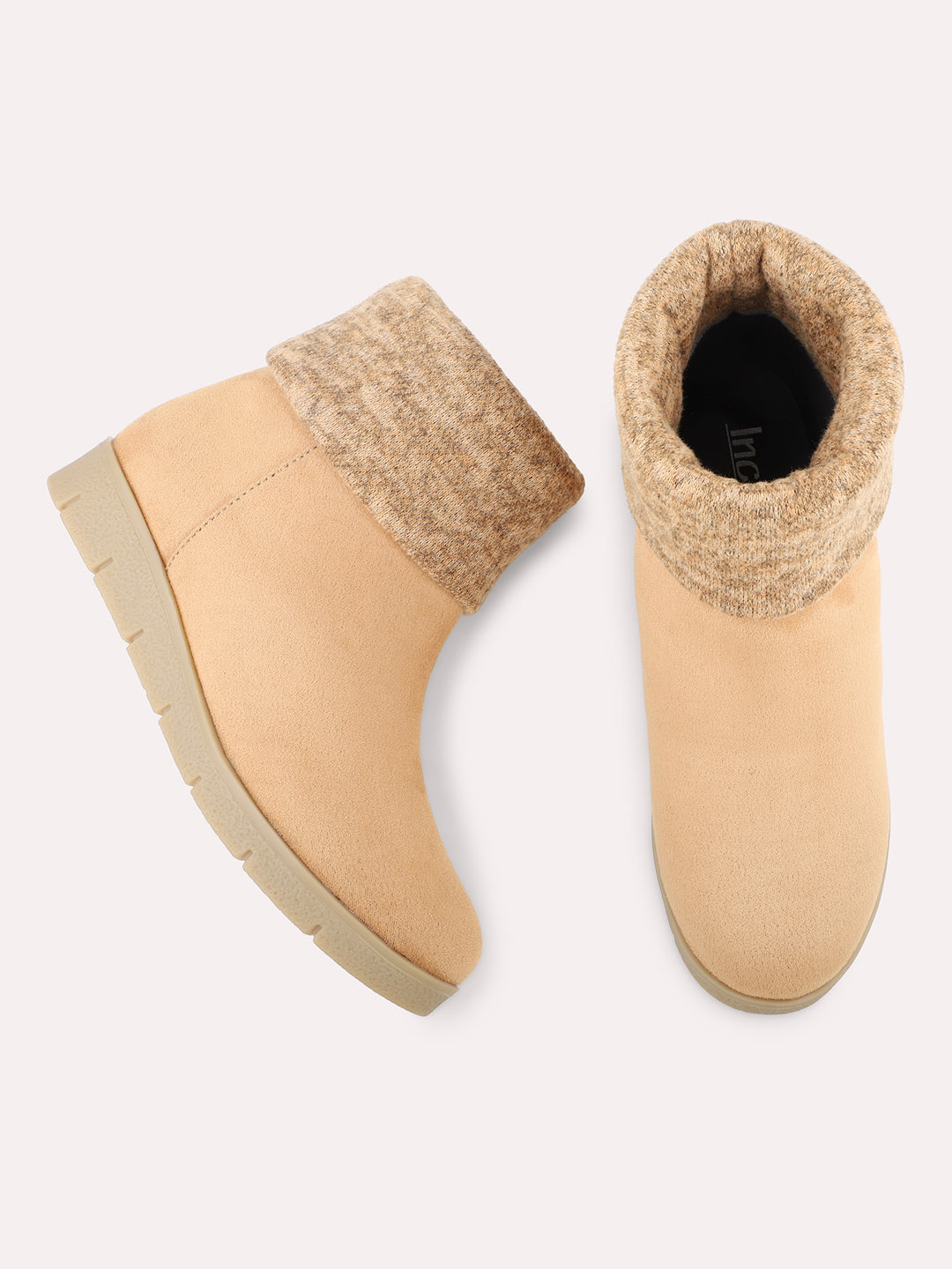 Tan Flat Boots for Women