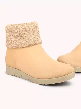 Tan Flat Boots for Women