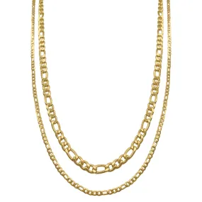 Tarnish Resistant Men's Gold Plated Figaro Chain Set