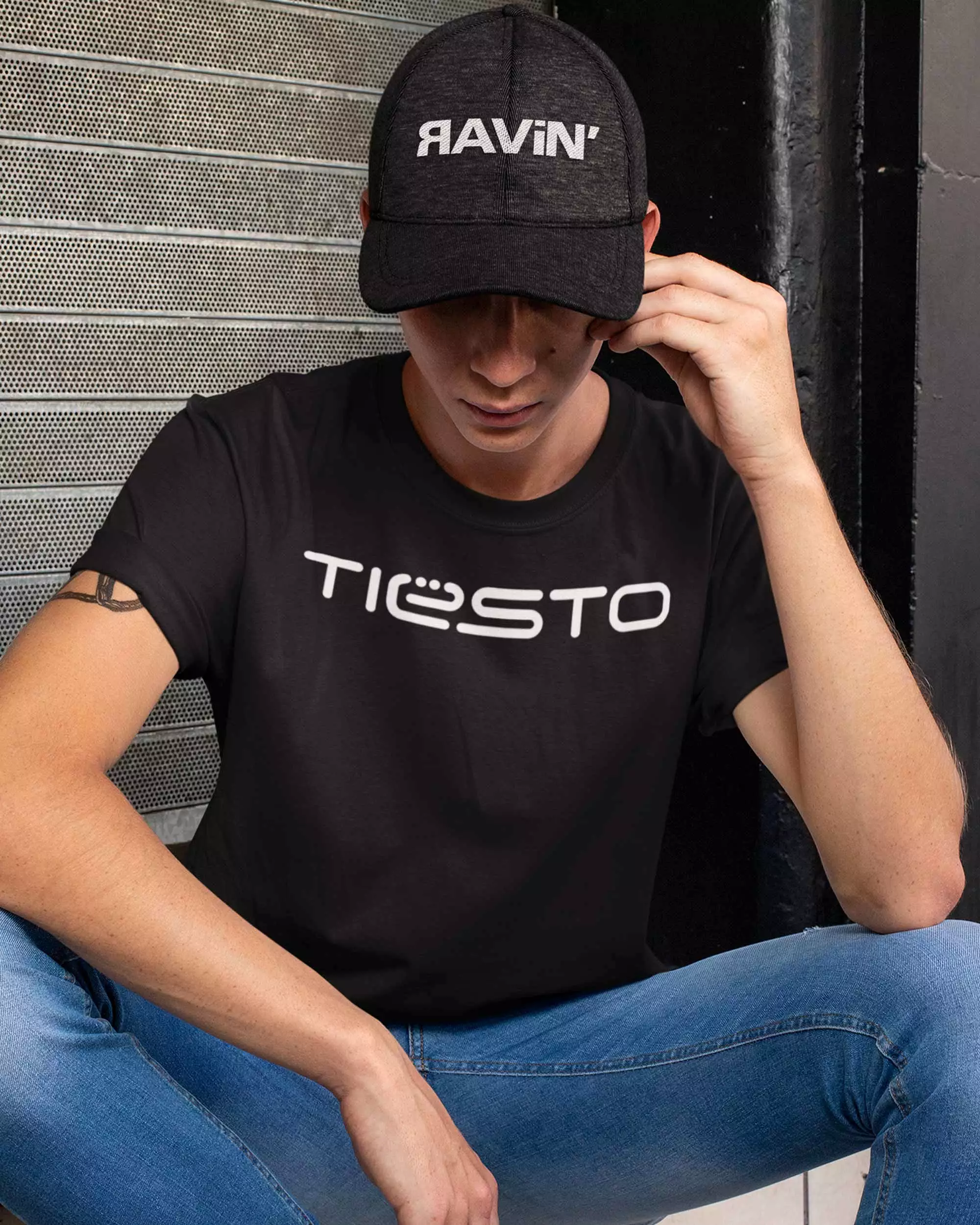 Tiesto Basic Black T-shirt with Digital Graphics