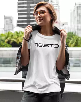 Tiesto Basic White T-shirt with Digital Graphics