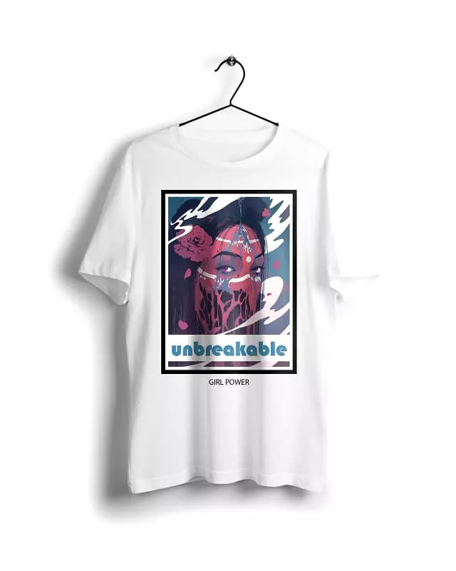 Unbreakable Girl - Basic White T-shirt with Digital Graphics