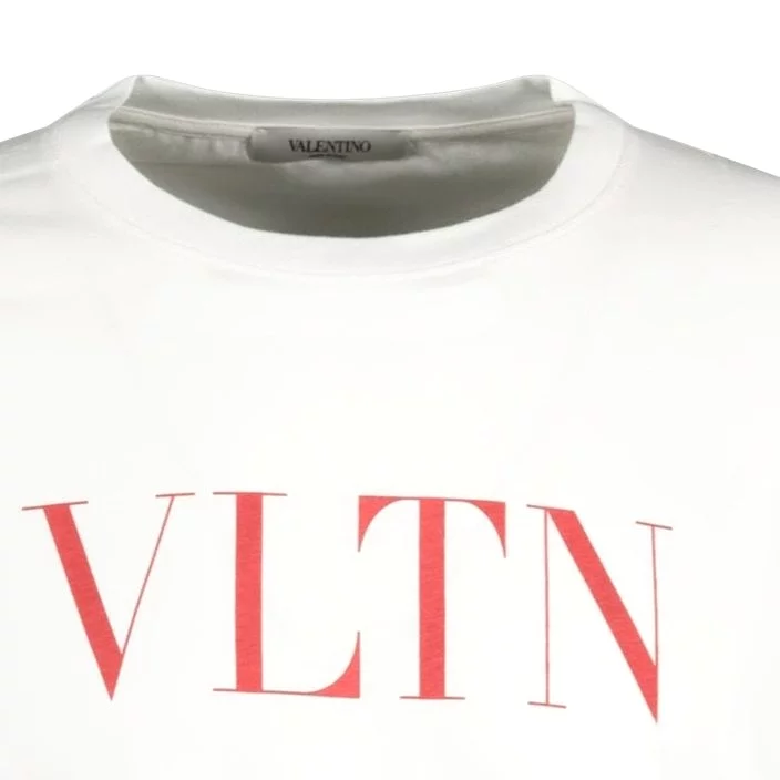 Valentino VLTN T-Shirt with Red Logo in White.