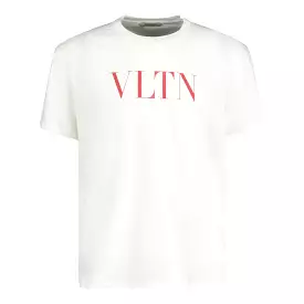 Valentino VLTN T-Shirt with Red Logo in White.