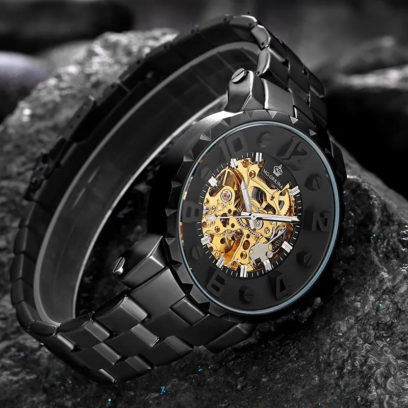 Vintage Skeleton Waterproof Automatic Mechanical Wristwatch for Men