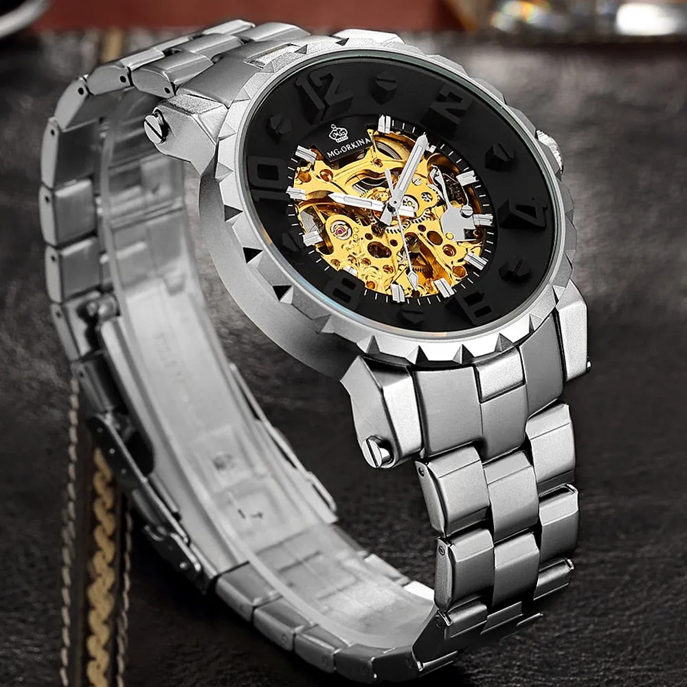 Vintage Skeleton Waterproof Automatic Mechanical Wristwatch for Men