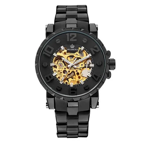 Vintage Skeleton Waterproof Automatic Mechanical Wristwatch for Men