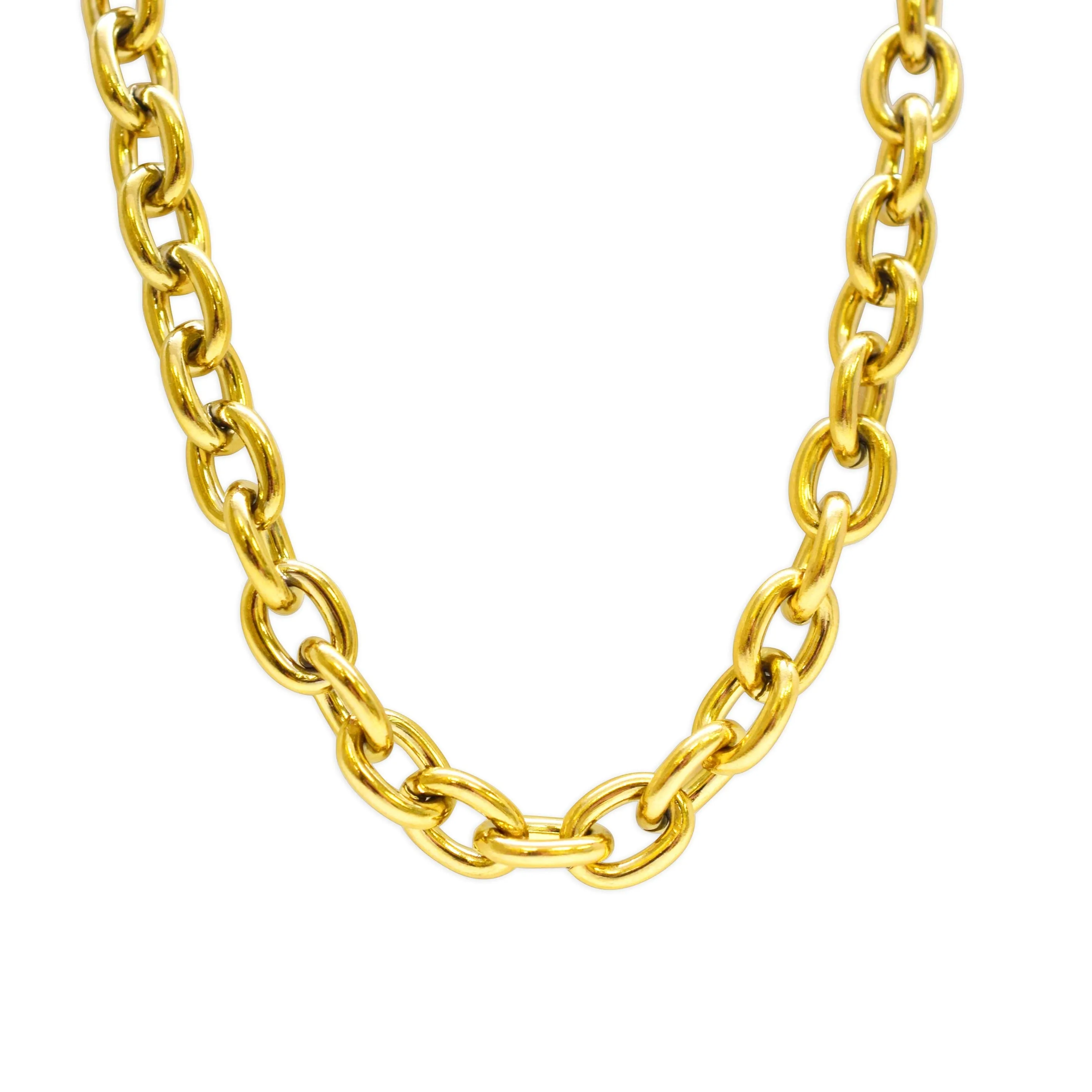 Water-Resistant Bold Oval Link Gold Necklace.