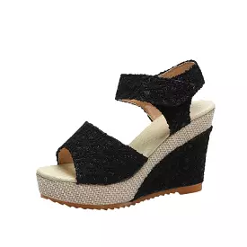 Wedge Sandals with Embroidery