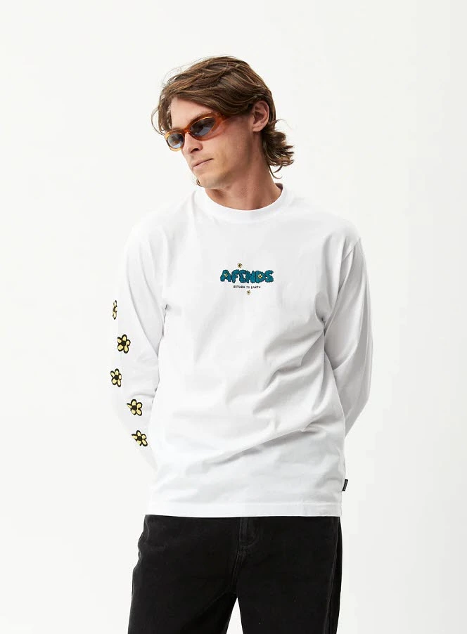 White Earthling Recycled Long Sleeve T-Shirt - Shop Now