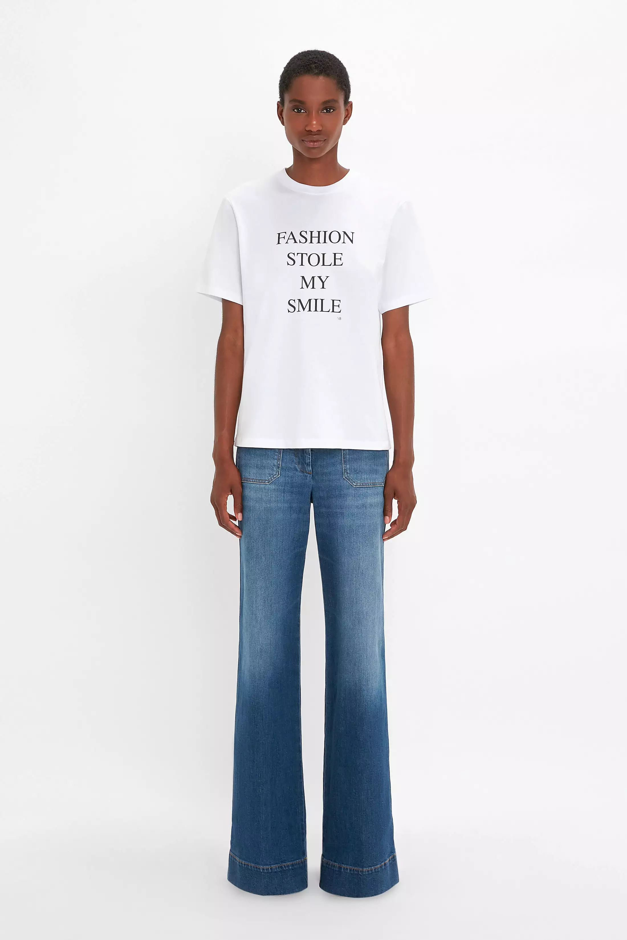 White Fashion Stole My Smile Slogan T-Shirt - Best Deals + Free Shipping!